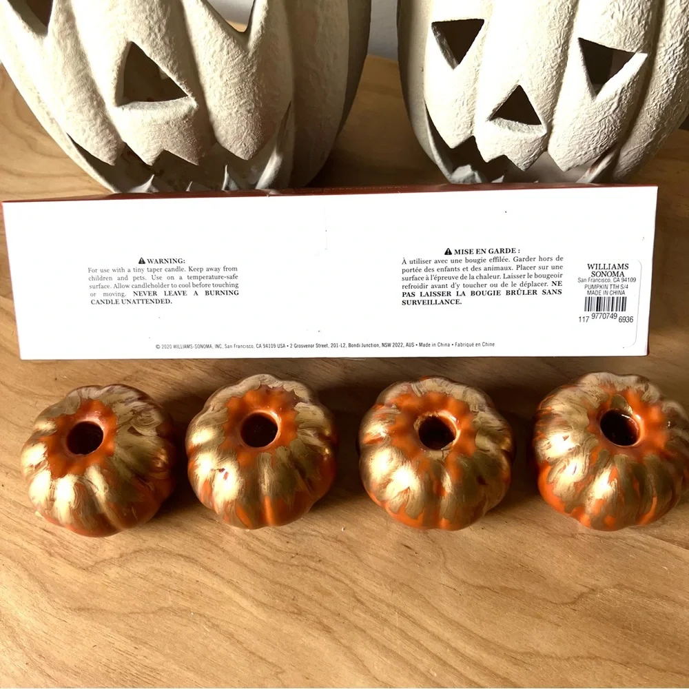 Williams Sonoma Pumpkin Tiny Taper Holders, Crofton Mug